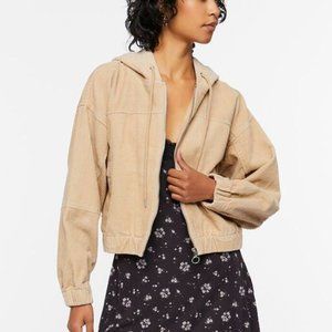Forever21 Khaki Corduroy Hooded Jacket